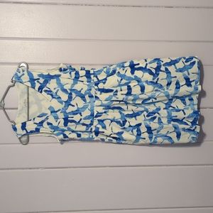 LLBean Signature, blue bird print dress with pockets